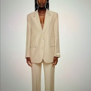 NWT Babaton Agency Kasha Taupe Linen Blend Blazer